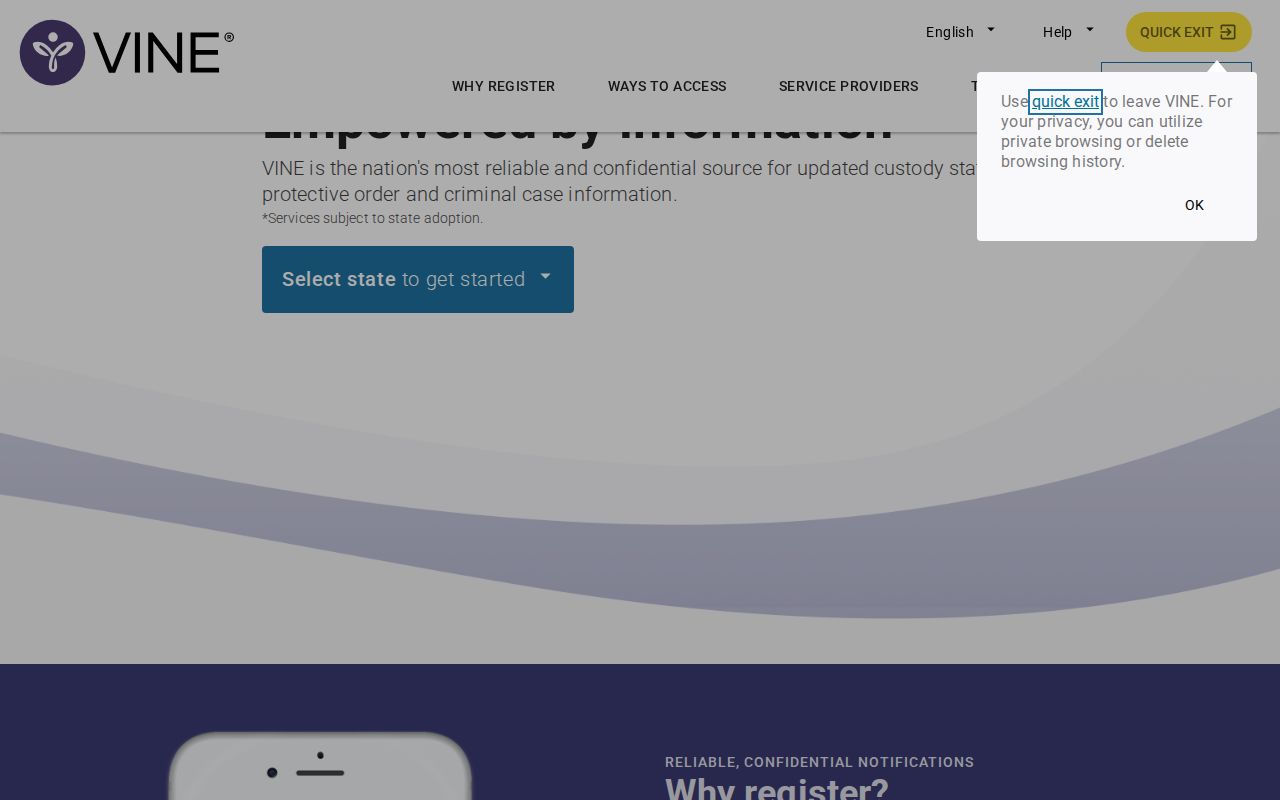 Sullivan County VINELink inmate check and release notification interface