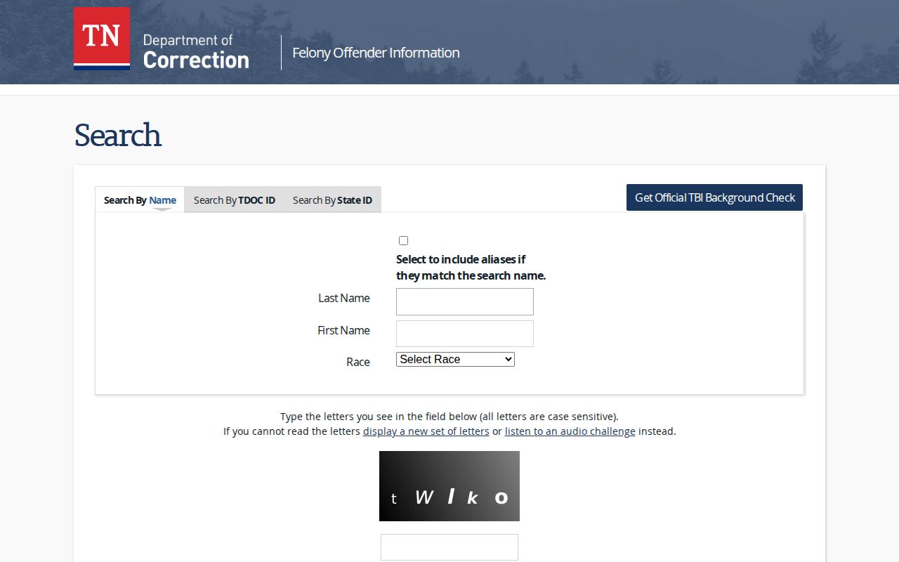 Sullivan County released state offender FOIL search fields
